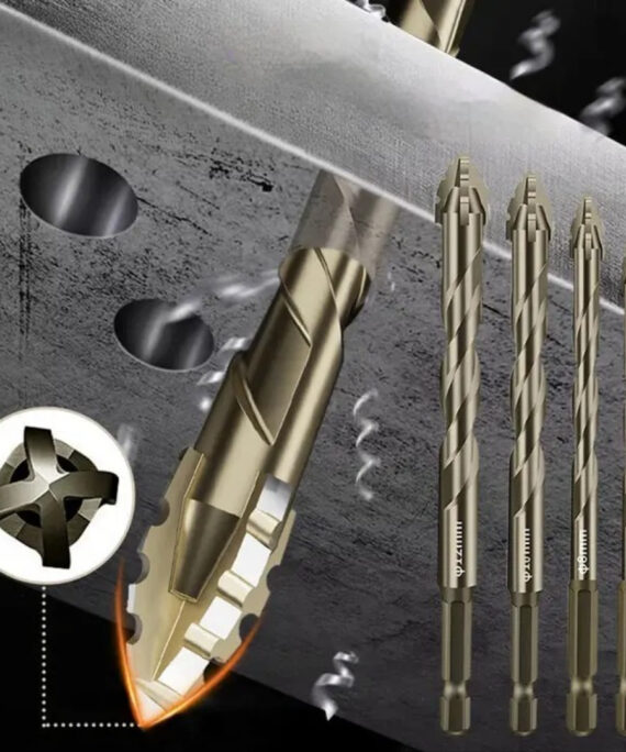High strength 4-flute eccentric drill bit set